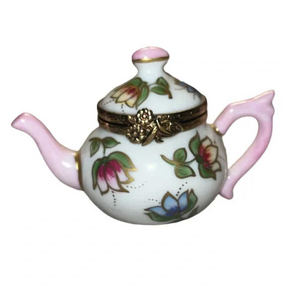 Rochard Limoges - Porcelain Teapot Tulips Limoges Box - Picture 5 of 10